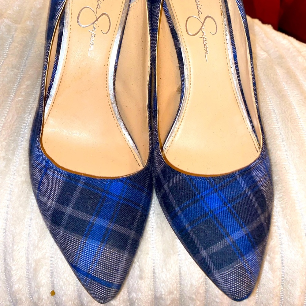 Blue plaid Jessica Simpson heels